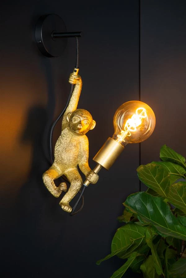 Lucide EXTRAVAGANZA CHIMP - Wandlamp - 1xE27 - Zwart - sfeer 1